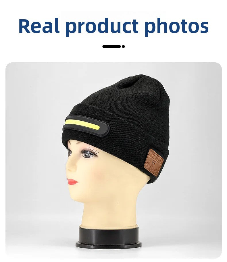 Bluetooth LED Beanie Hat Wireless Music Calls Headlamp Knitted Warm Winter Outdoor Night Sports for Men Women Adults