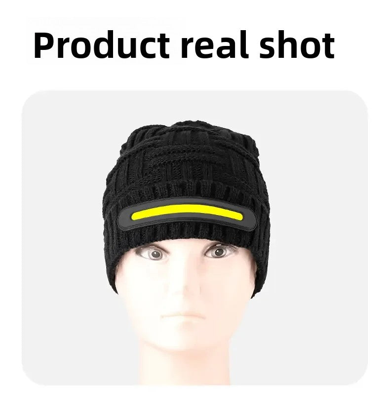 Bluetooth LED Beanie Hat Wireless Music Calls Headlamp Knitted Warm Winter Outdoor Night Sports for Men Women Adults