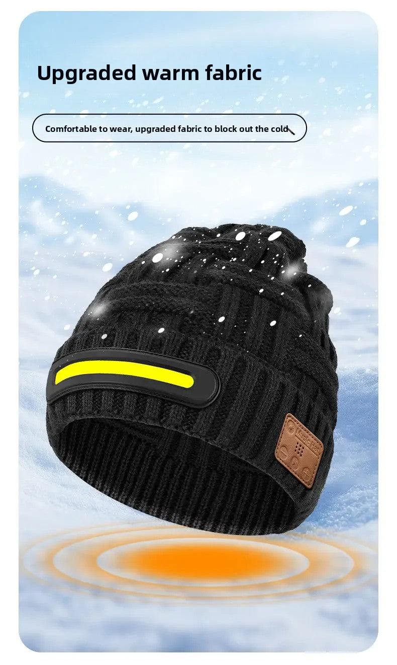 Bluetooth LED Beanie Hat Wireless Music Calls Headlamp Knitted Warm Winter Outdoor Night Sports for Men Women Adults