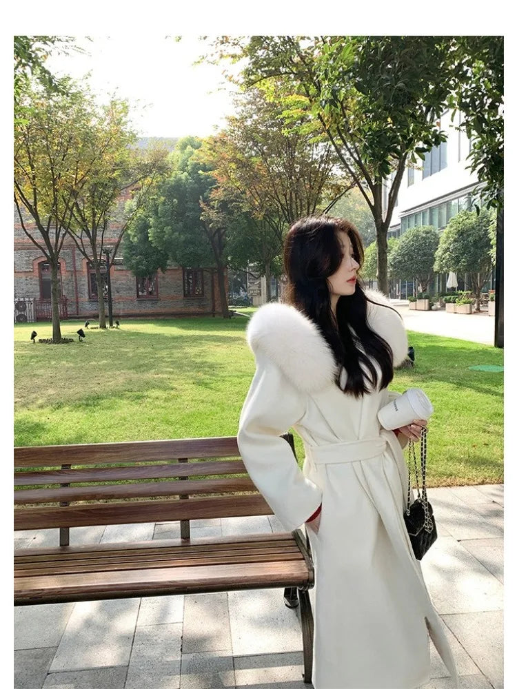 Winter Coat Female Fur Coat Warm Real Women's Long Coats Women's Padded Boots Wool & Blends Coats Demi-season Jacket for Women
