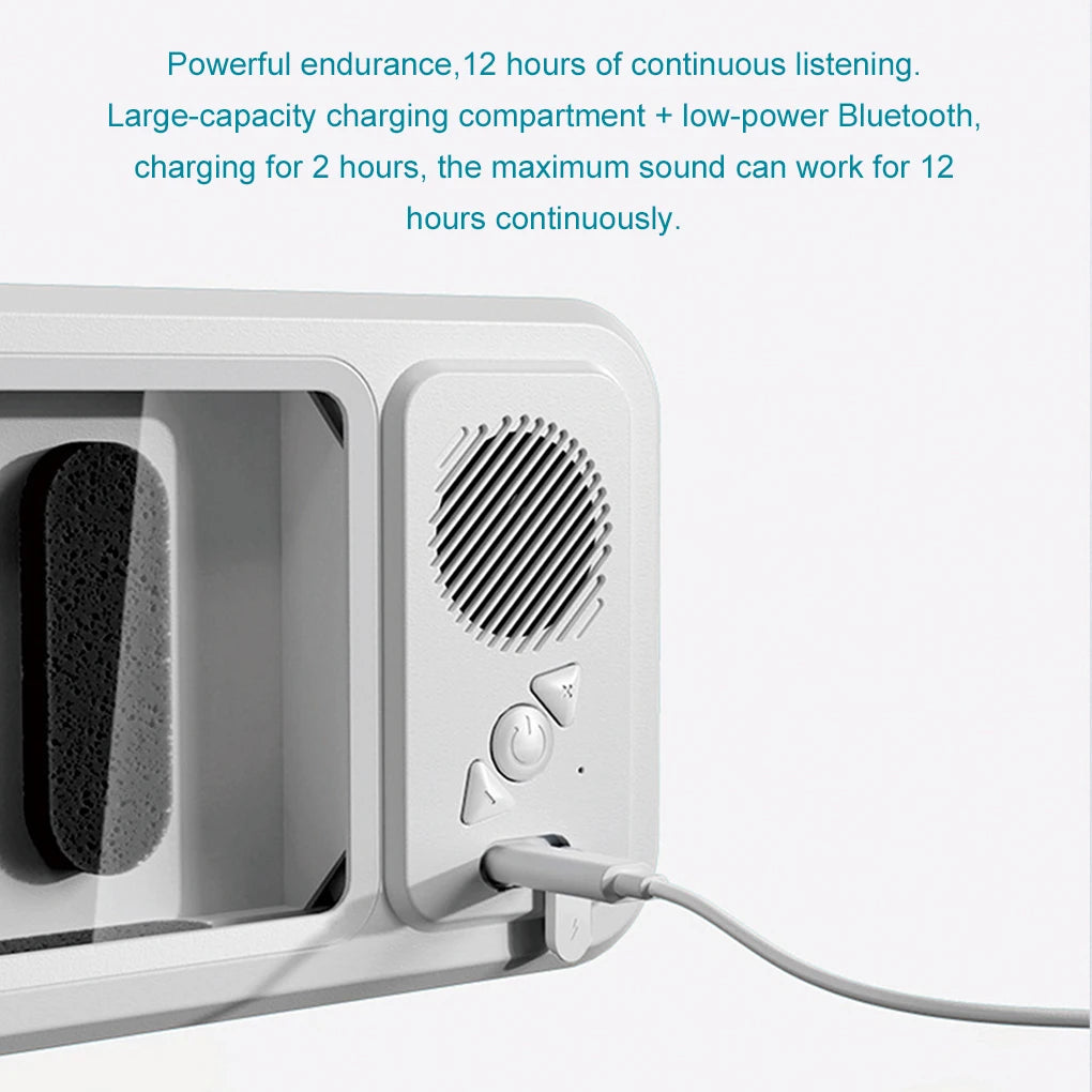 Shower Phone Holder with Bluetooth Speaker IPX4 Waterproof Anti-Fog Touch Screen Wall Mount Phone Holder for Shower Bathroom 
﻿