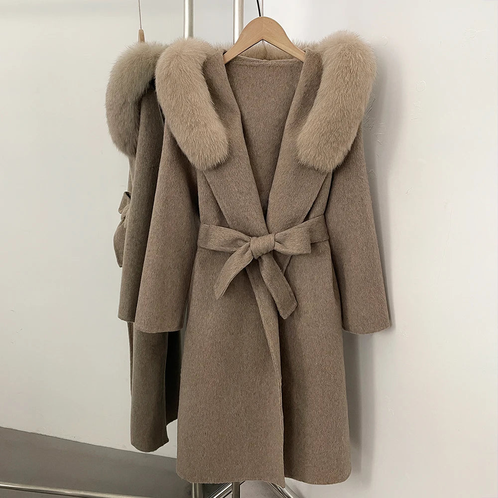 Winter Coat Female Fur Coat Warm Real Women's Long Coats Women's Padded Boots Wool & Blends Coats Demi-season Jacket for Women