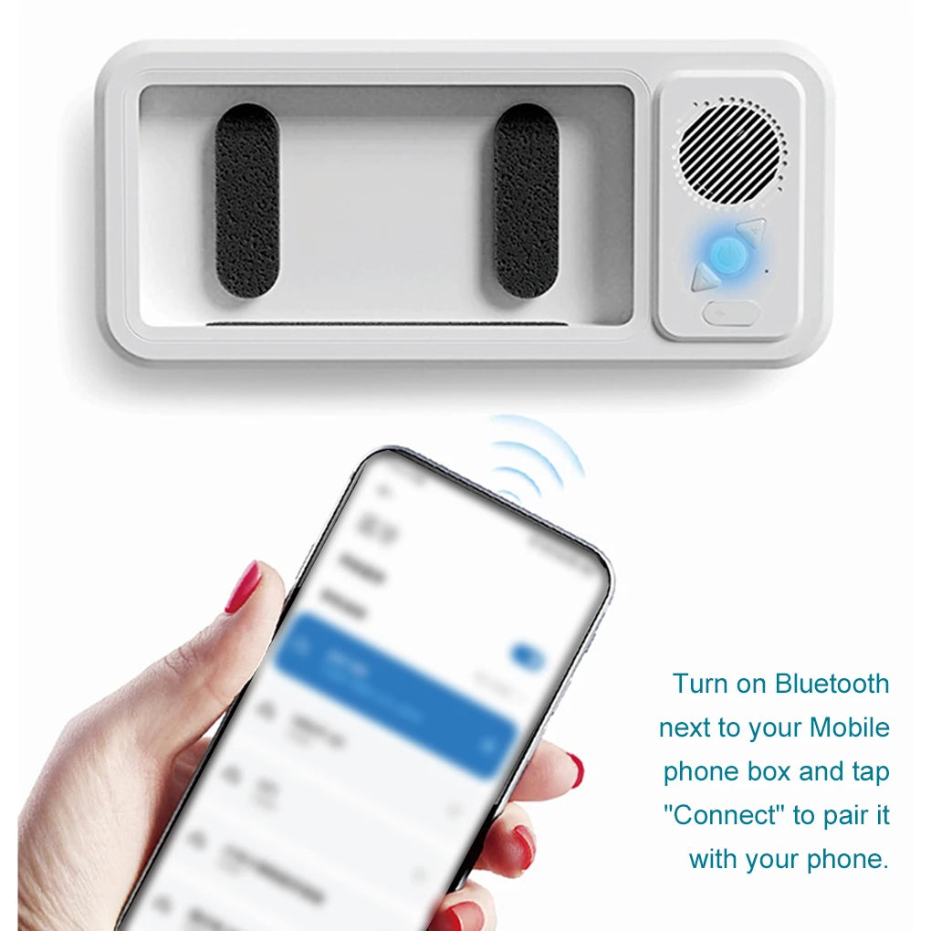 Shower Phone Holder with Bluetooth Speaker IPX4 Waterproof Anti-Fog Touch Screen Wall Mount Phone Holder for Shower Bathroom 
﻿