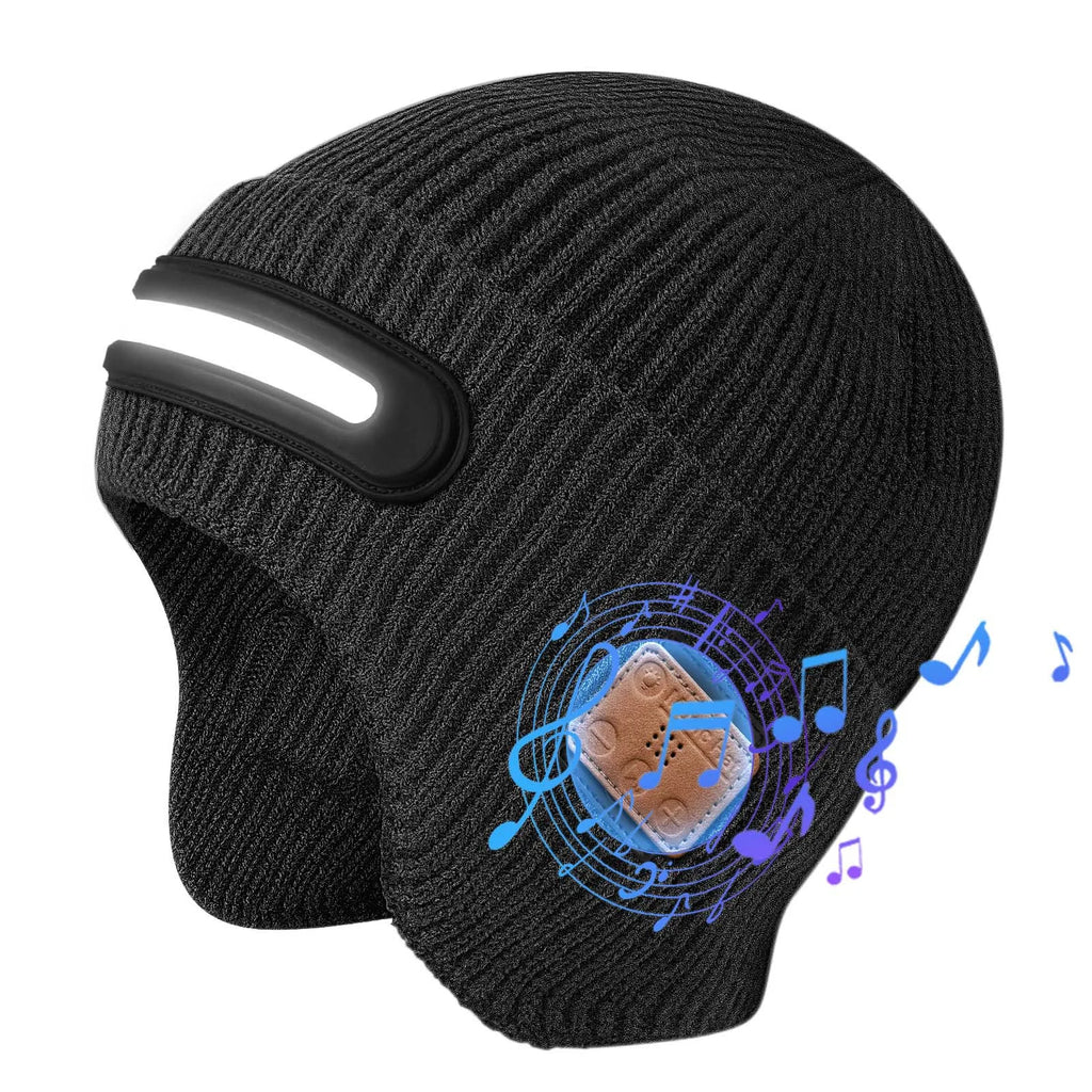 Bluetooth LED Beanie Hat Wireless Music Calls Headlamp Knitted Warm Winter Outdoor Night Sports for Men Women Adults