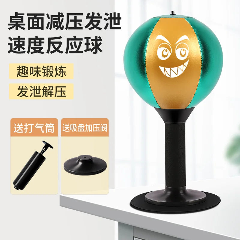 Decompress With Suction Cup Desktop Punching Bag Inflatable Desk Mountable Boxing Training Bag Wall Mountable Physical Exercise