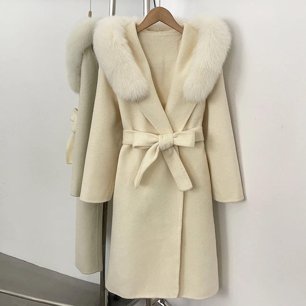 Winter Coat Female Fur Coat Warm Real Women's Long Coats Women's Padded Boots Wool & Blends Coats Demi-season Jacket for Women