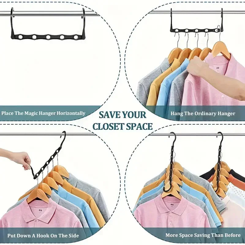 Sturdy Hanger Organizer Plastic Space Saving Hanger Smart Magic Clothes Hanger for Dorm Closet Storage Bedroom Essentials