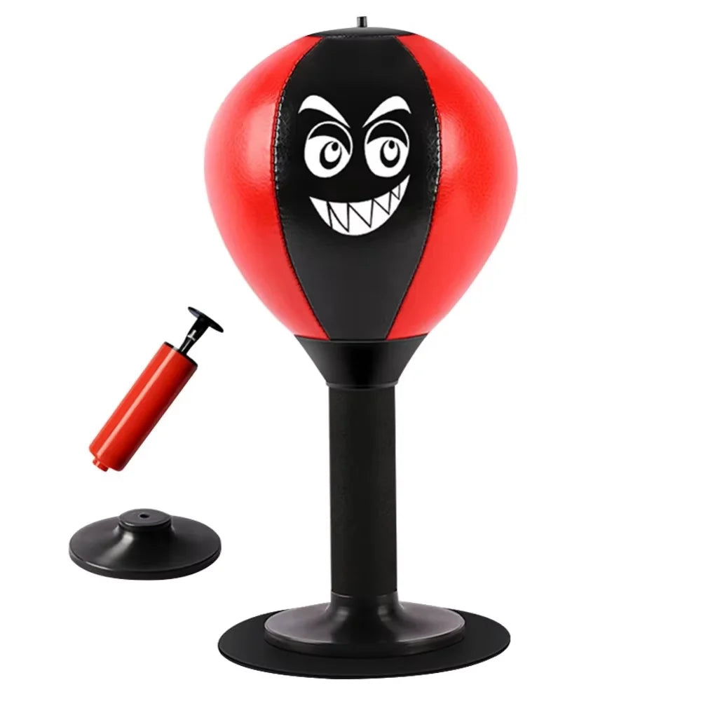 Decompress With Suction Cup Desktop Punching Bag Inflatable Desk Mountable Boxing Training Bag Wall Mountable Physical Exercise