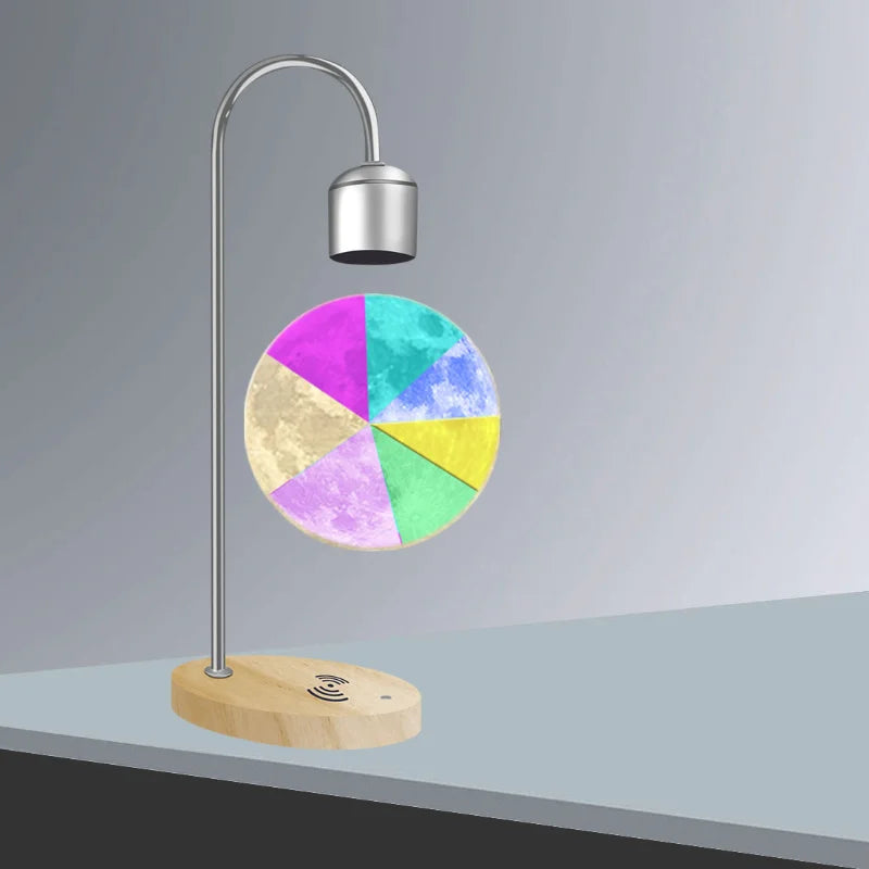 Floating moon lamp 3D printing integrated, seamless creative magnetic levitation moon table lamp