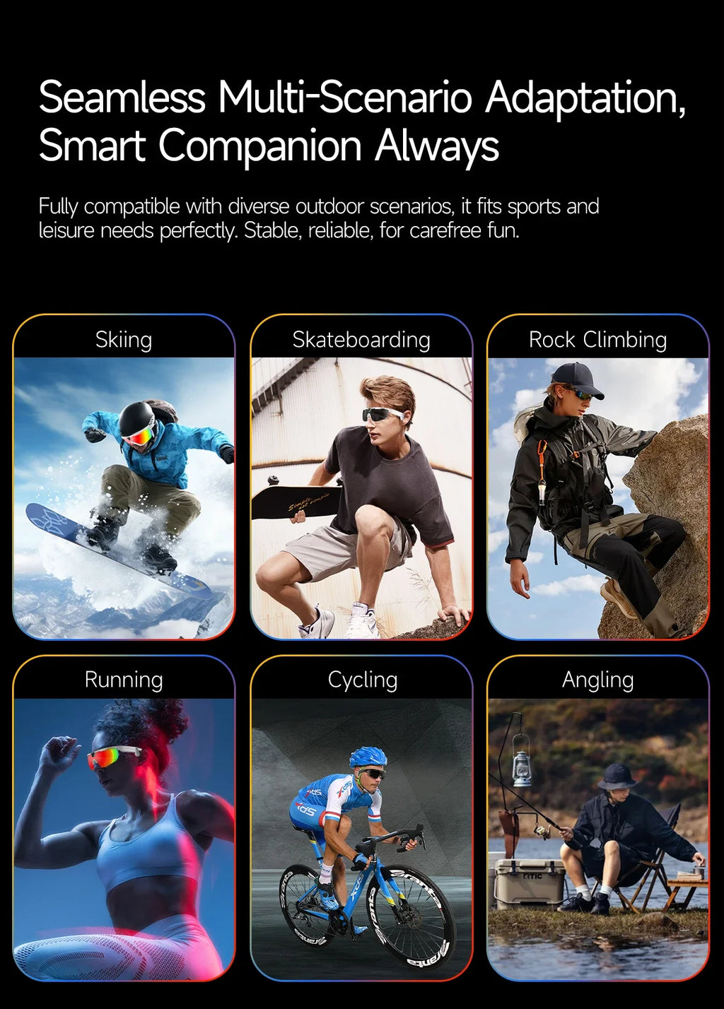 2026 AI Smart Glasses 800W Camera Anti-shake Cycling Video&Photo Al Voice Wake-Up IP66 Dust Water Sweat Resistant Smart Glasses