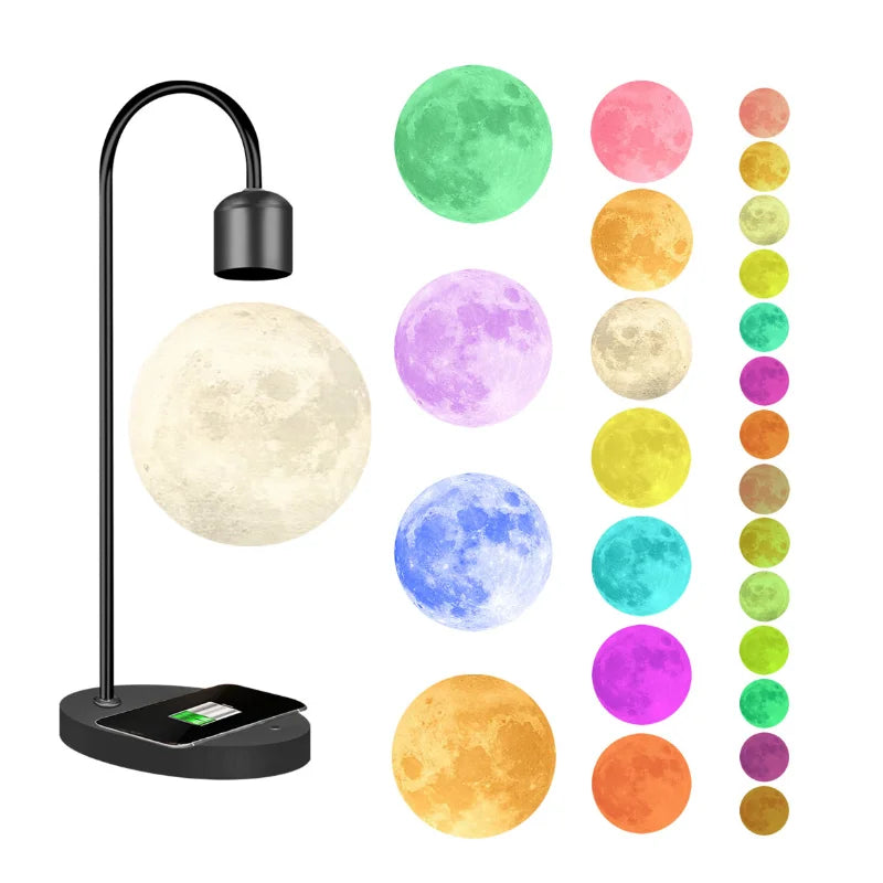 Floating moon lamp 3D printing integrated, seamless creative magnetic levitation moon table lamp
