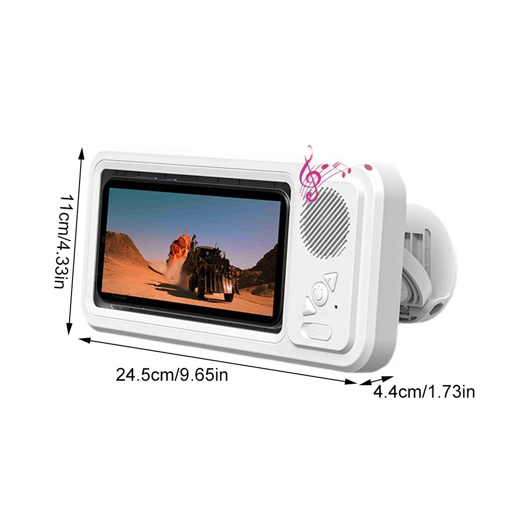Shower Phone Holder with Bluetooth Speaker IPX4 Waterproof Anti-Fog Touch Screen Wall Mount Phone Holder for Shower Bathroom 
﻿