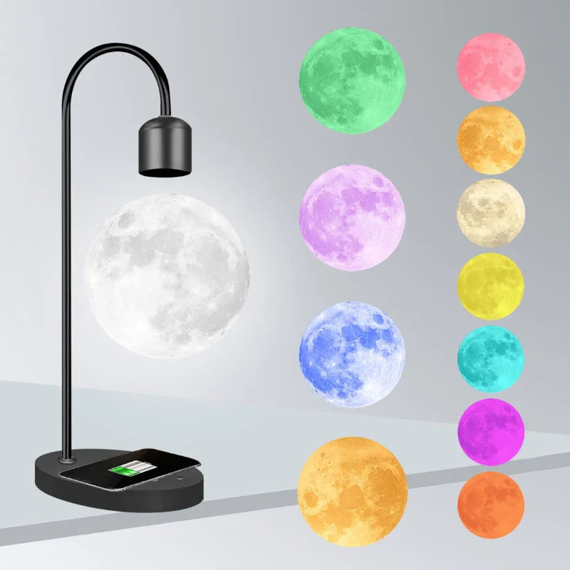 Floating moon lamp 3D printing integrated, seamless creative magnetic levitation moon table lamp