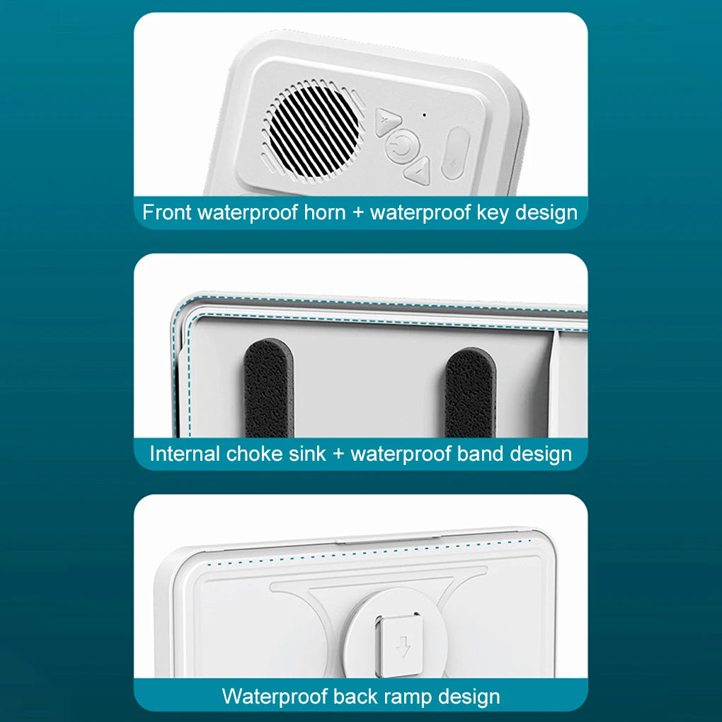 Shower Phone Holder with Bluetooth Speaker IPX4 Waterproof Anti-Fog Touch Screen Wall Mount Phone Holder for Shower Bathroom 
﻿