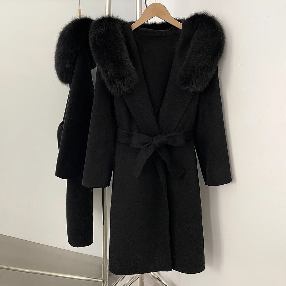Winter Coat Female Fur Coat Warm Real Women's Long Coats Women's Padded Boots Wool & Blends Coats Demi-season Jacket for Women
