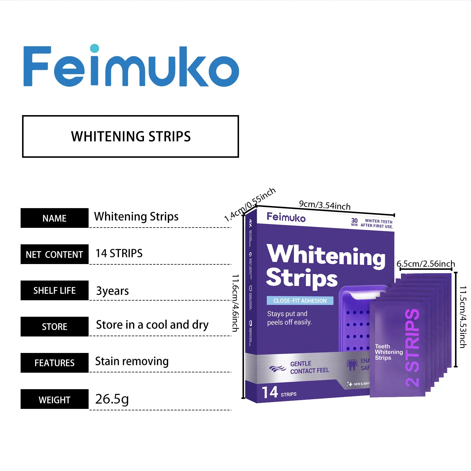 Purple Teeth Whitening Strips Oral Cleaning Removal Gel  Improve Dental Yellowing Oral Care, for Lasting Bright Smile