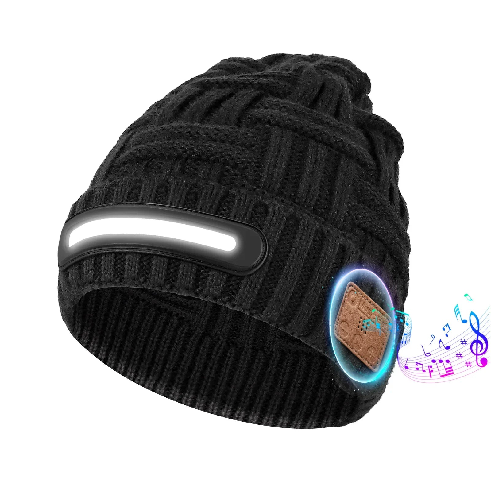Bluetooth LED Beanie Hat Wireless Music Calls Headlamp Knitted Warm Winter Outdoor Night Sports for Men Women Adults