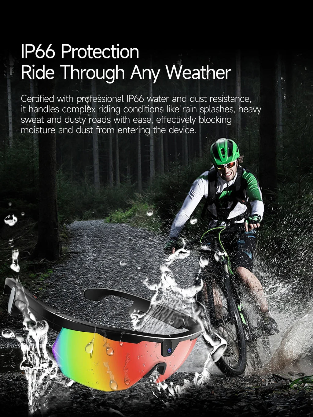 2026 AI Smart Glasses 800W Camera Anti-shake Cycling Video&Photo Al Voice Wake-Up IP66 Dust Water Sweat Resistant Smart Glasses