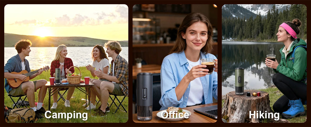 portable espresso machine, 3-in -1 coffee machine set, with carrying bag and coffee holder, coffee machine suitable for grinding