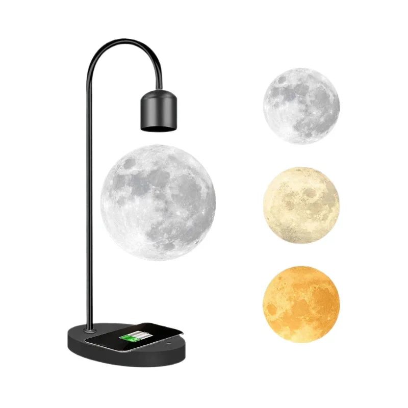 Floating moon lamp 3D printing integrated, seamless creative magnetic levitation moon table lamp