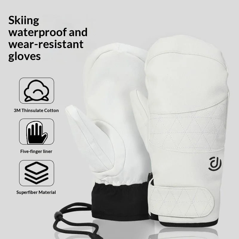 Winter Gloves: Warm, Touchscreen-Compatible, Ski-Ready, Waterproof, Windproof, Five-Finger Lined, Cold-Resistant, Fleece-Padded,