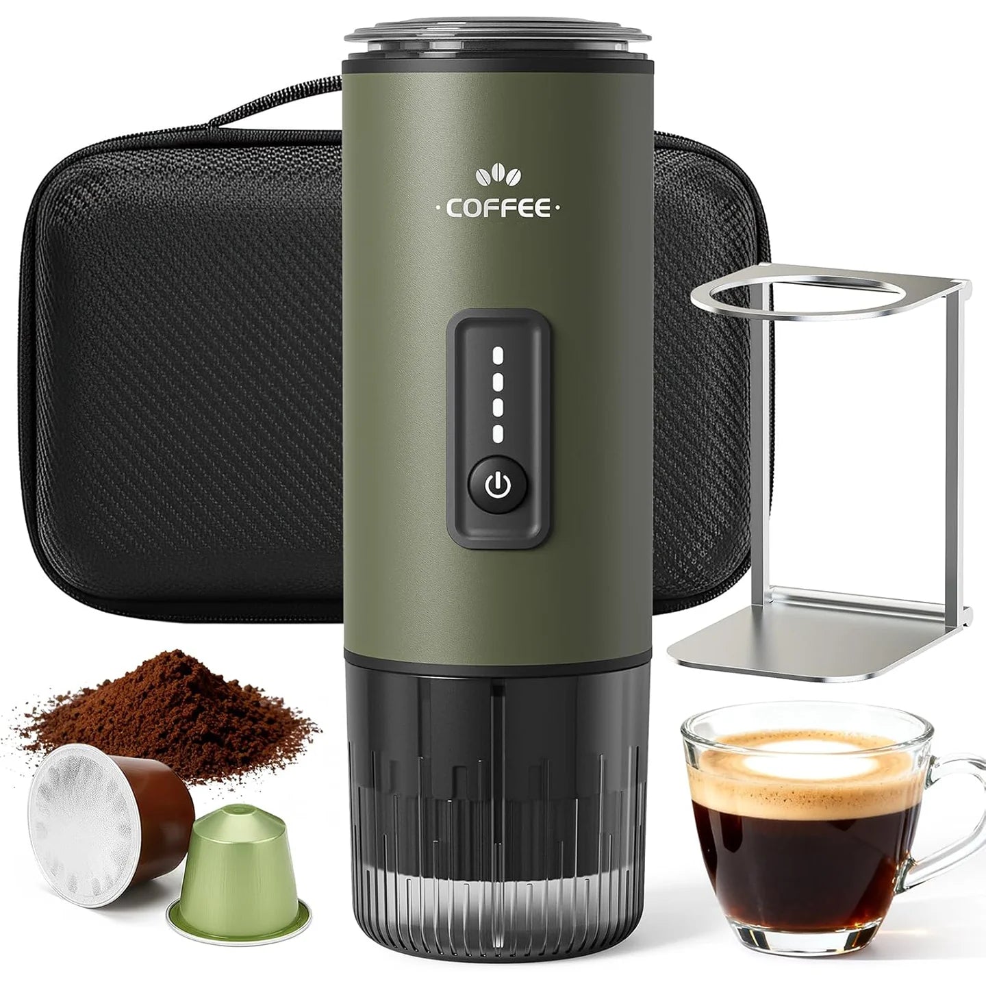 portable espresso machine, 3-in -1 coffee machine set, with carrying bag and coffee holder, coffee machine suitable for grinding