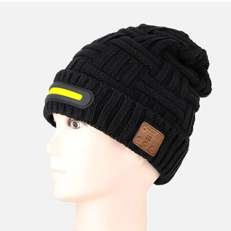 Bluetooth LED Beanie Hat Wireless Music Calls Headlamp Knitted Warm Winter Outdoor Night Sports for Men Women Adults
