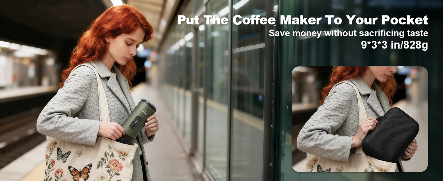 portable espresso machine, 3-in -1 coffee machine set, with carrying bag and coffee holder, coffee machine suitable for grinding