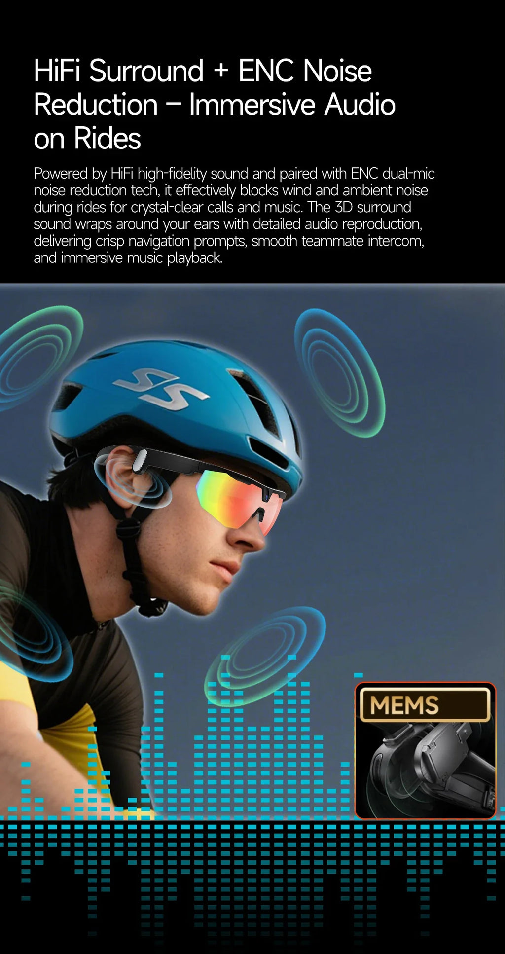 2026 AI Smart Glasses 800W Camera Anti-shake Cycling Video&Photo Al Voice Wake-Up IP66 Dust Water Sweat Resistant Smart Glasses