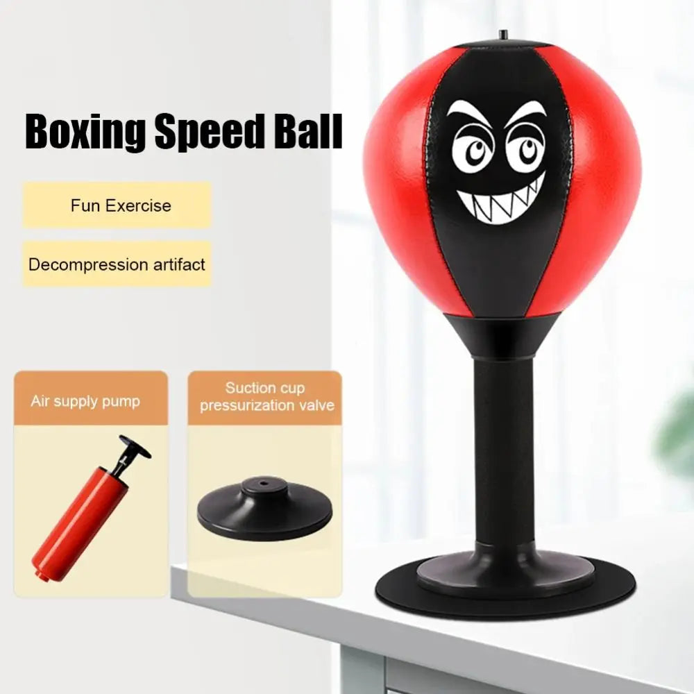 Decompress With Suction Cup Desktop Punching Bag Inflatable Desk Mountable Boxing Training Bag Wall Mountable Physical Exercise