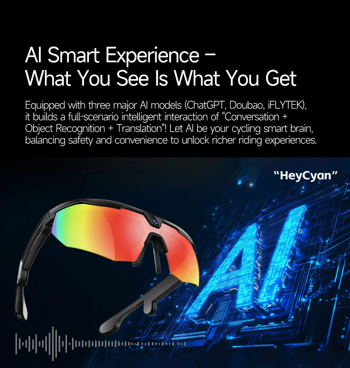 2026 AI Smart Glasses 800W Camera Anti-shake Cycling Video&Photo Al Voice Wake-Up IP66 Dust Water Sweat Resistant Smart Glasses