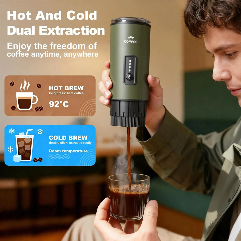 portable espresso machine, 3-in -1 coffee machine set, with carrying bag and coffee holder, coffee machine suitable for grinding